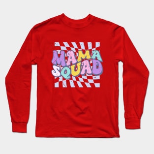 Mama squad - retro checkered Long Sleeve T-Shirt